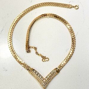 Dior Gold Necklace with Crystal Detailing